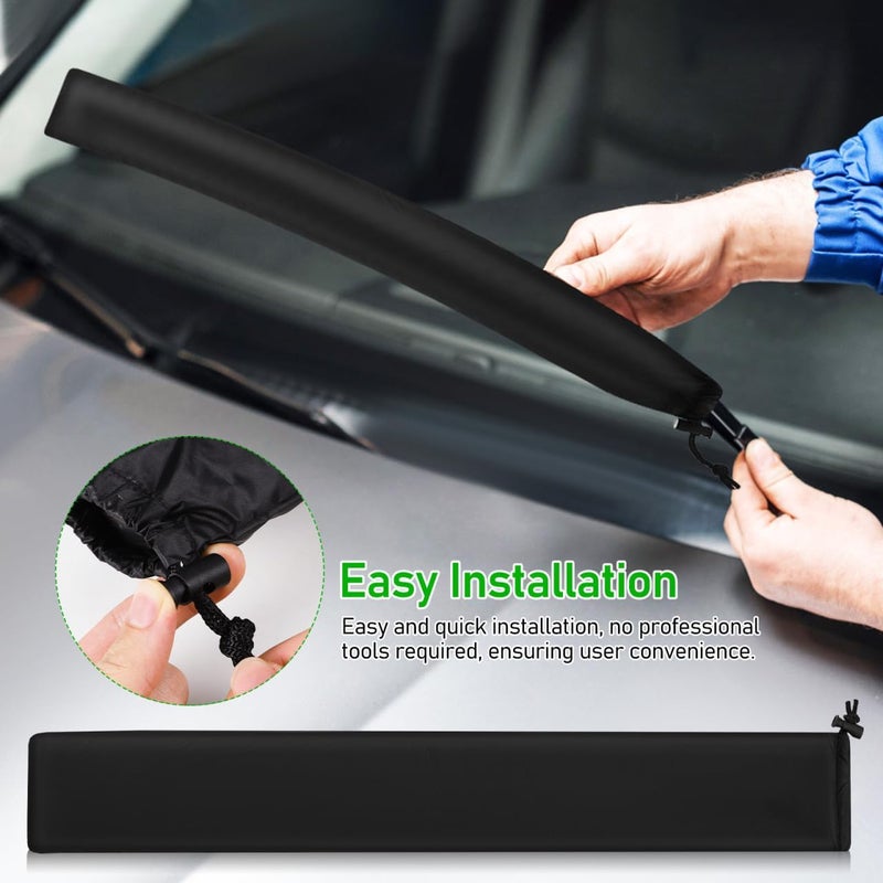 OUNONA 1 Pair Car Windshield Wiper Covers, 26in Windshield Wiper Cowl for Trucks Cars SUVs Protect from Ice Snow Frost Dew Bird Poop, Black - Image 2